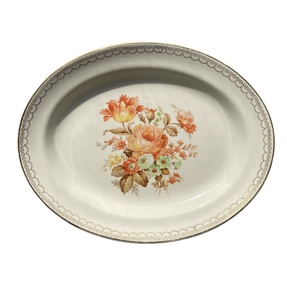Vintage Other - Vintage MCM Platter Floral Rose Gold Serving Plate